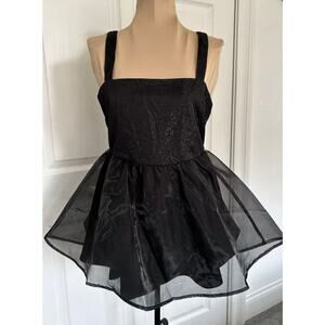 Anthropologie English Factory Women’s Black Sparkle Glitter Empire Tulle…